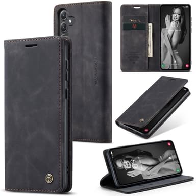 CASEME Retro Lompakkokotelo Samsung Galaxy A35 - Musta