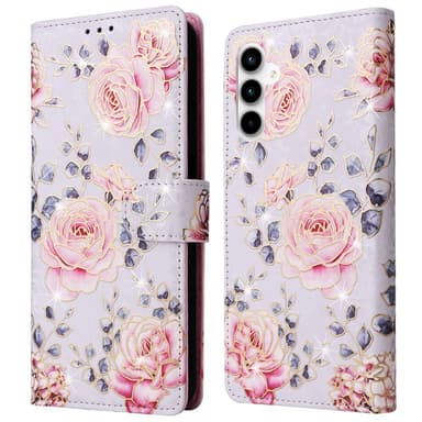 Samsung Galaxy A35 5G -nahkakotelo RFID-esto korttipaikoilla Puhelimen suojus - Butterfly Flower