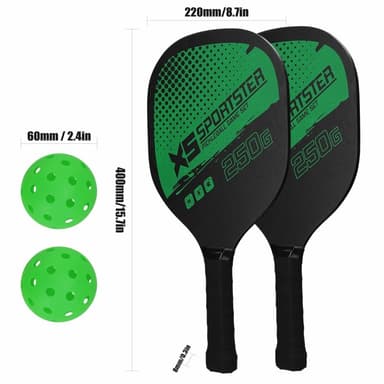 Pickle Ball -mailasarja, 2 mailaa, 4 suolakurkkupalloa