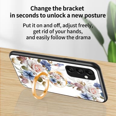 Samsung Galaxy A35 5G:lle Karkaistu lasikuori rengaskannatinpuhelin kansi - White Flower