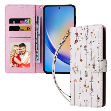 Samsung Galaxy A35 5G -nahkakotelo RFID-esto korttipaikoilla Puhelimen suojus - Butterfly Flower