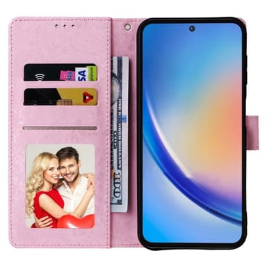 Samsung Galaxy A35 5G -nahkakotelo RFID-esto korttipaikoilla Puhelimen suojus - Butterfly Flower