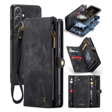 CASEME Samsung Galaxy A35 5G 2-in-1 lompakkokotelolle - Musta