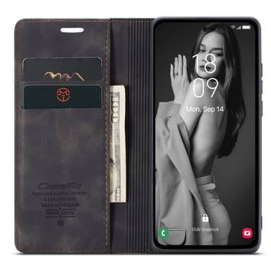 CASEME Retro Lompakkokotelo Samsung Galaxy A35 - Musta