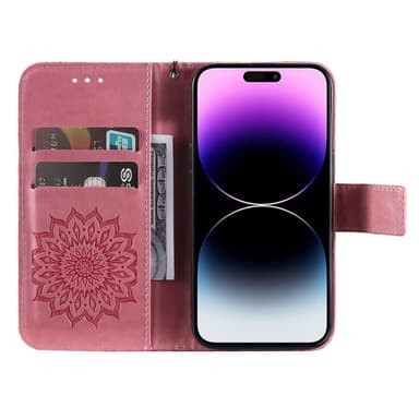 SKALO iPhone 15 Pro Max Mandala lompakkokotelo - Pinkki