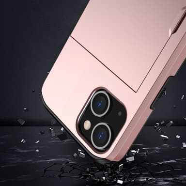 SKALO iPhone 15 Plus Armor Suojakuori korttikotelo - Ruusukulta