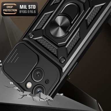 SKALO iPhone 15 Armor hybridi metallirengas kameran liukusäädin - - Punainen