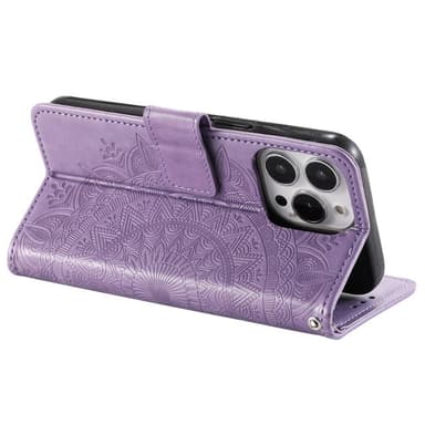 SKALO iPhone 15 Pro Mandala lompakkokotelo - Violetti