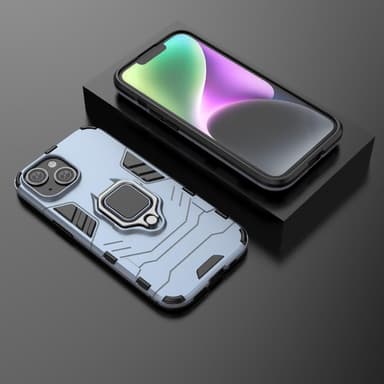 SKALO iPhone 15 Armor Hybridi metallirengas kuori - Sininen