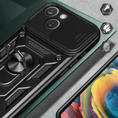 SKALO iPhone 15 Armor hybridi metallirengas kameran liukusäädin - - Punainen