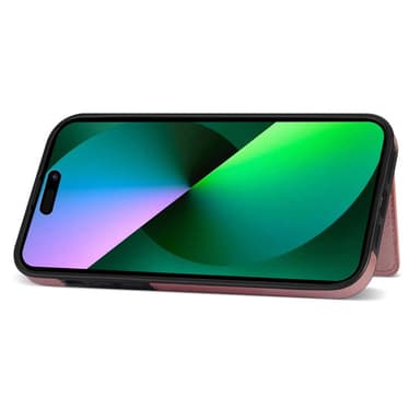 SKALO iPhone 15 PU-nahkainen Suojakuori Lompakolla - Pinkki