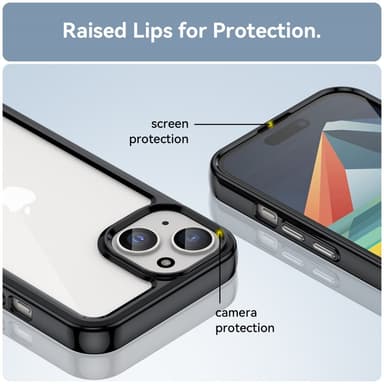 SKALO iPhone 15 Läpinäkyvä TPU suojakuori - Musta