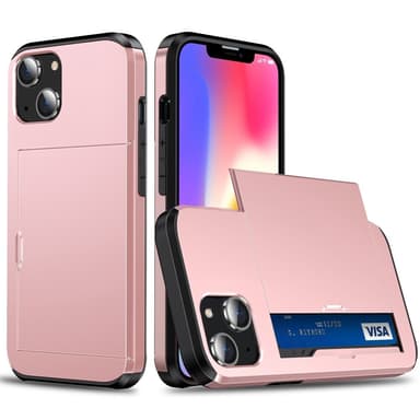 SKALO iPhone 15 Plus Armor Suojakuori korttikotelo - Ruusukulta
