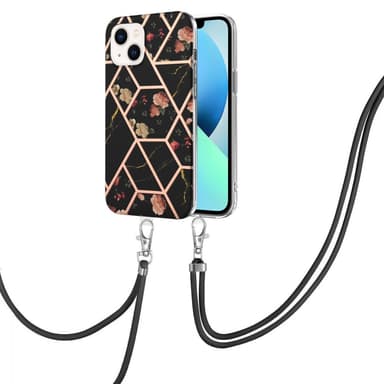SKALO iPhone 15 Marmorinen Mobiilikauluksen suojakuori - Musta-Keltainen