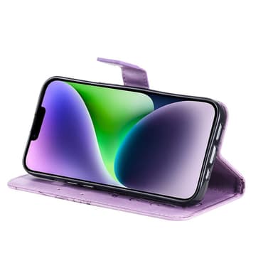 SKALO iPhone 15 Plus Mandala Butterfly lompakkokotelo - Violetti