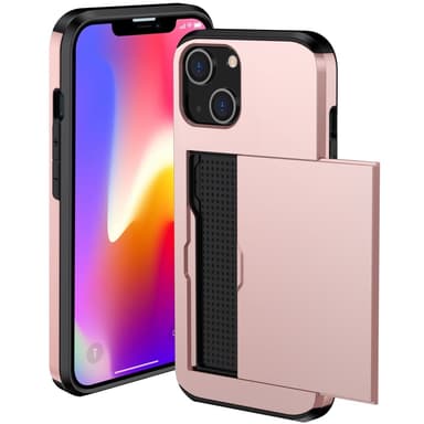 SKALO iPhone 15 Plus Armor Suojakuori korttikotelo - Ruusukulta