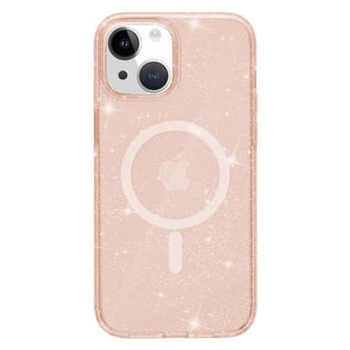 SKALO iPhone 15 Glitter Magnetic Ring TPU Suojakuori - Kulta