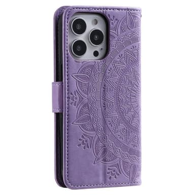 SKALO iPhone 15 Pro Mandala lompakkokotelo - Violetti