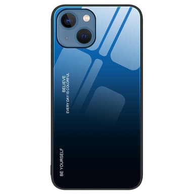 SKALO iPhone 15 Plus Gradientti karkaistu lasi TPU-suojakuori - Sininen-Musta