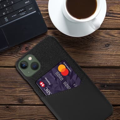 SKALO iPhone 15 Plus Premium PU Nahka kortinhaltija Suojakuori - Musta
