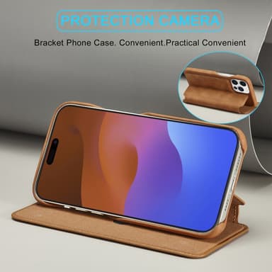 SKALO iPhone 15 Pro LC.IMEEKE Lompakkokotelo PU-nahkaa - Ruskea