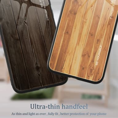 SKALO iPhone 15 Pro Max Wood karkaistu lasi TPU-suojakuori - Vaaleanruskea