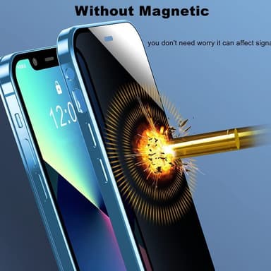 Puhelinkotelo täysi kamerasuojaus kaksipuolinen karkaistu lasi anti-spy Musta iPhone 13 Pro
