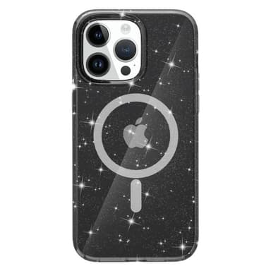 SKALO iPhone 15 Pro Max Glitter Magnetic Ring TPU Suojakuori - Musta