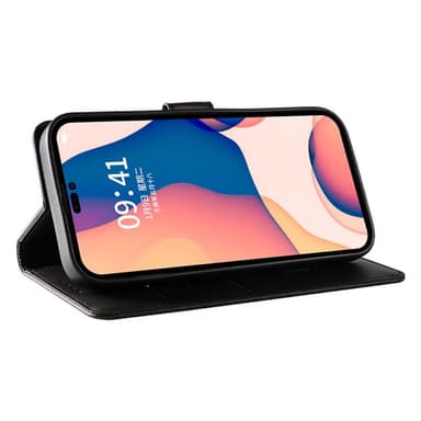 SKALO iPhone 15 Plus Premium Wallet Lompakkokotelo - Musta