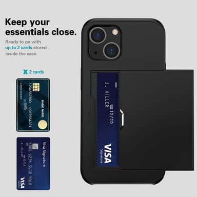SKALO iPhone 15 Plus Armor Suojakuori korttikotelo - Musta