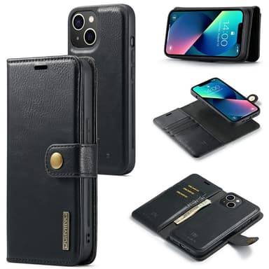 DG MING iPhone 15 2-in-1 magneetti lompakkokotelo - Musta