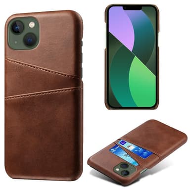 SKALO iPhone 15 PU-nahkainen Korttikotelo - Ruskea