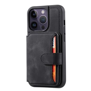 SKALO iPhone 15 Pro Max PU-nahkainen Suojakuori Lompakolla - Musta