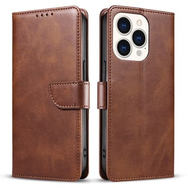 SKALO iPhone 15 Plus Premium Wallet Lompakkokotelo - Ruskea