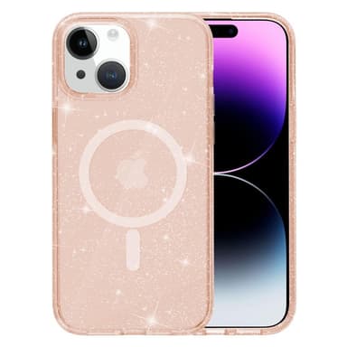 SKALO iPhone 15 Glitter Magnetic Ring TPU Suojakuori - Kulta