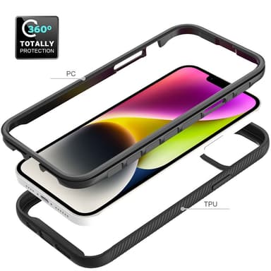 SKALO iPhone 15 Plus Iskunkestävä Clear Hybridi Suojakuori - Musta