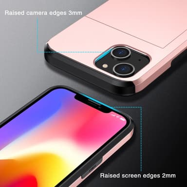SKALO iPhone 15 Plus Armor Suojakuori korttikotelo - Ruusukulta