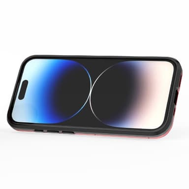 SKALO iPhone 15 Pro Max Armor Hybridi metallirengas kuori - Punainen