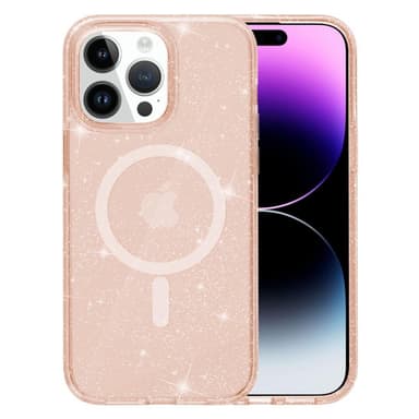 SKALO iPhone 15 Pro Max Glitter Magnetic Ring TPU Suojakuori - Kulta