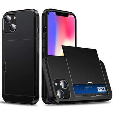 SKALO iPhone 15 Plus Armor Suojakuori korttikotelo - Musta