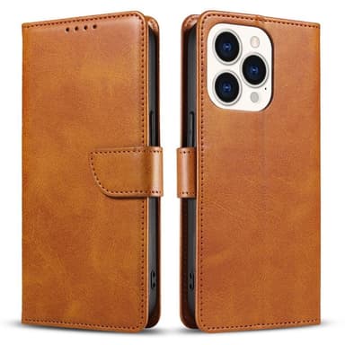 SKALO iPhone 15 Plus Premium Wallet Lompakkokotelo - Vaaleanruskea