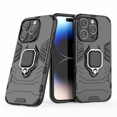 SKALO iPhone 15 Pro Max Armor Hybridi metallirengas kuori - Musta