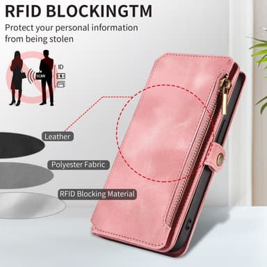 SKALO iPhone 15 Big Wallet 11-lokeroa Lompakkokotelo - Pinkki