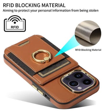 SKALO iPhone 15 Pro PU-nahkainen Suojakuori Lompakolla - Musta