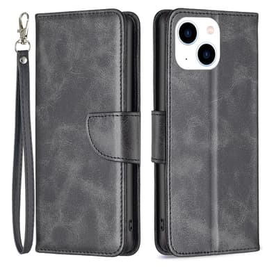 SKALO iPhone 15 Lompakkokotelo PU-nahkaa - Musta