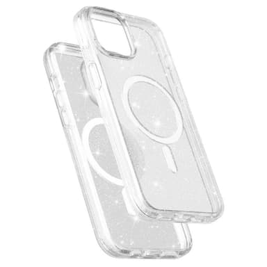 SKALO iPhone 15 Glitter Magnetic Ring TPU Suojakuori - Valkoinen
