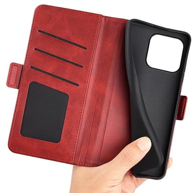 SKALO iPhone 15 Plus Premium Wallet Lompakkokotelo - Punainen