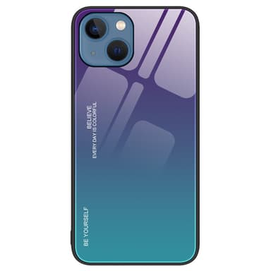 SKALO iPhone 15 Plus Gradientti karkaistu lasi TPU-suojakuori - Violetti-Sininen