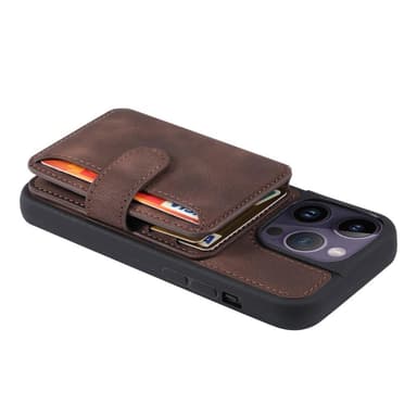 SKALO iPhone 15 Pro Max PU-nahkainen Suojakuori Lompakolla - Ruskea