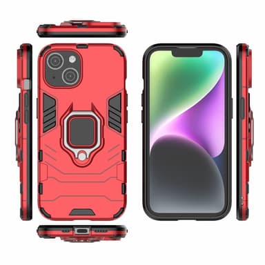 SKALO iPhone 15 Armor Hybridi metallirengas kuori - Punainen